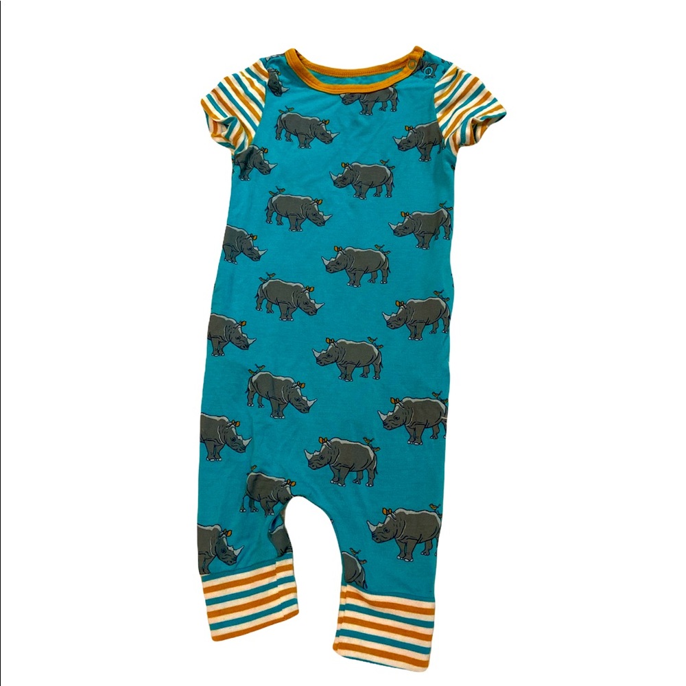 Free Birdees Rhino Print Bodysuit Teal & Mustard